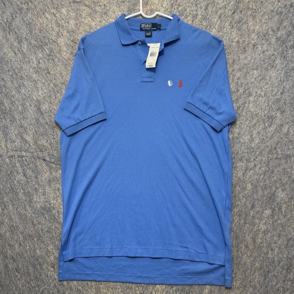 Polo Ralph Lauren Mens L Blue Polo Shirt Red Pony NWT 100% Cotton